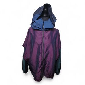 VTG Andy Johns Jacket Medium Colorblock Oversized Multicolor Hoodie 90s 80s Y2K